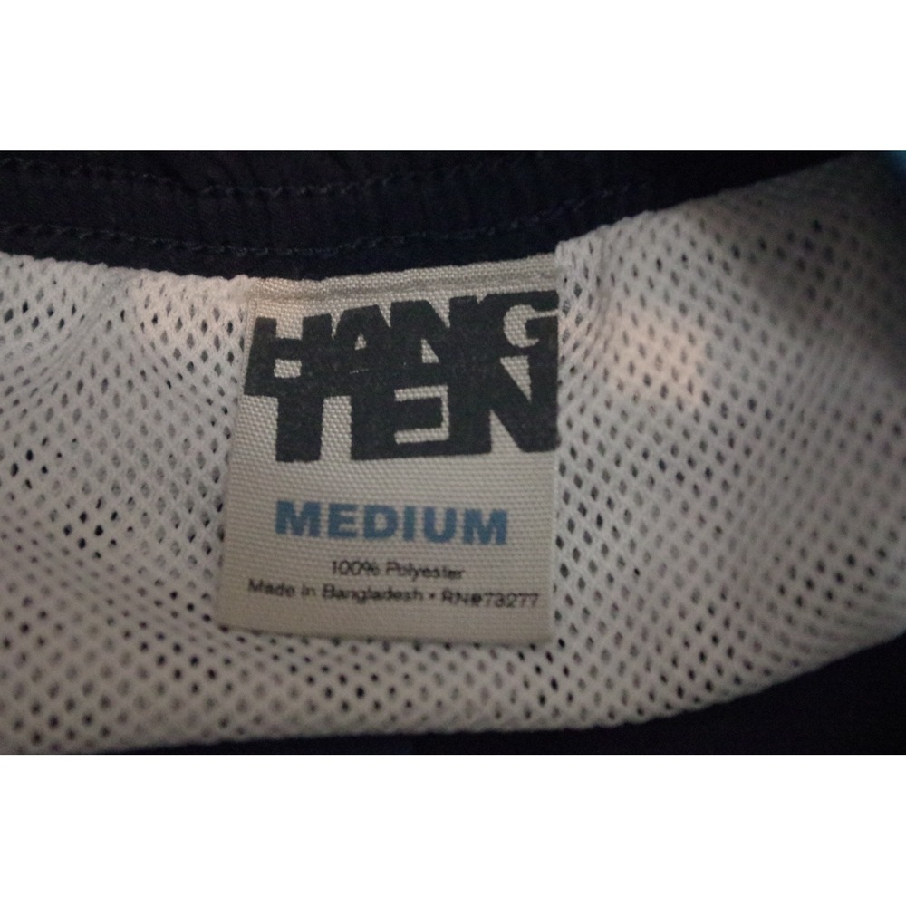 Hang Ten Men's Medium Blue Hibiscus Floral Plaid Cargo Swim Trunks Board Shorts - Picture 4 of 4